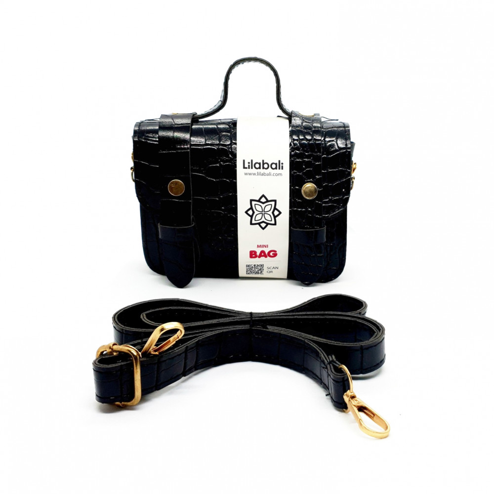 Black Belt Buckle Animal Pattern Crossbody Bag
