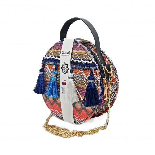Super Fire Tassel Small Round Bag With Portable Chain- Blue