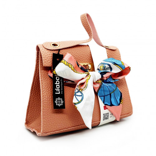 Peach Handbag With Satin Bow Decor