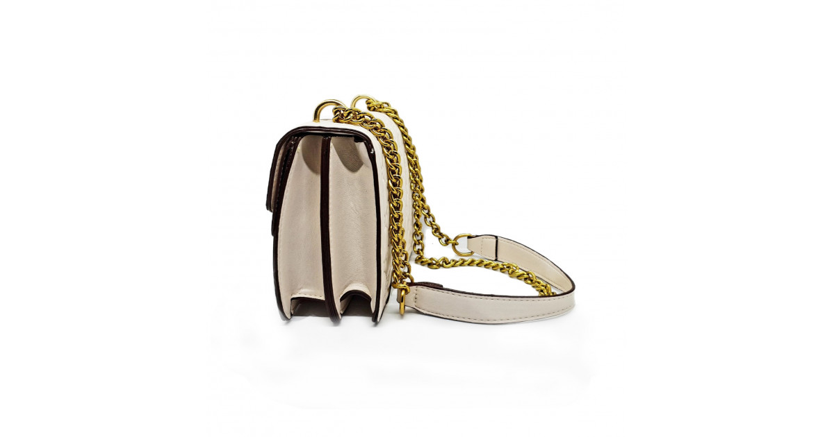 Golden Chain Flap Shoulder Bag - Double Chamber