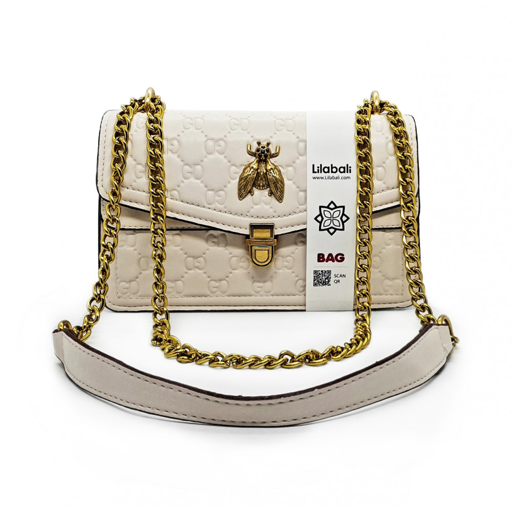 Golden Chain Flap Shoulder Bag - Double Chamber