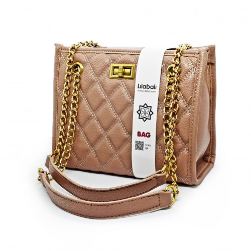 Peach Quilted Crossbody Shoulder Bag
