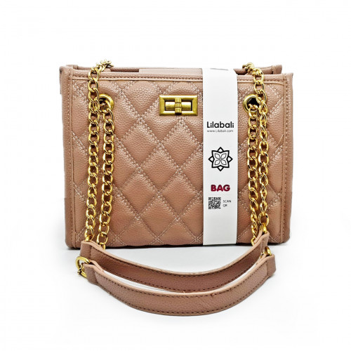 Peach Quilted Crossbody Shoulder Bag