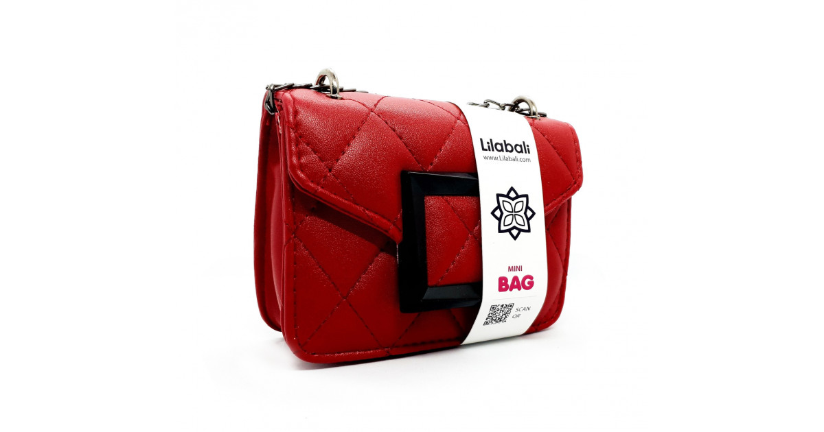 Thread PU Leather Flap Purses Small Square Shoulder Bag -Maroon