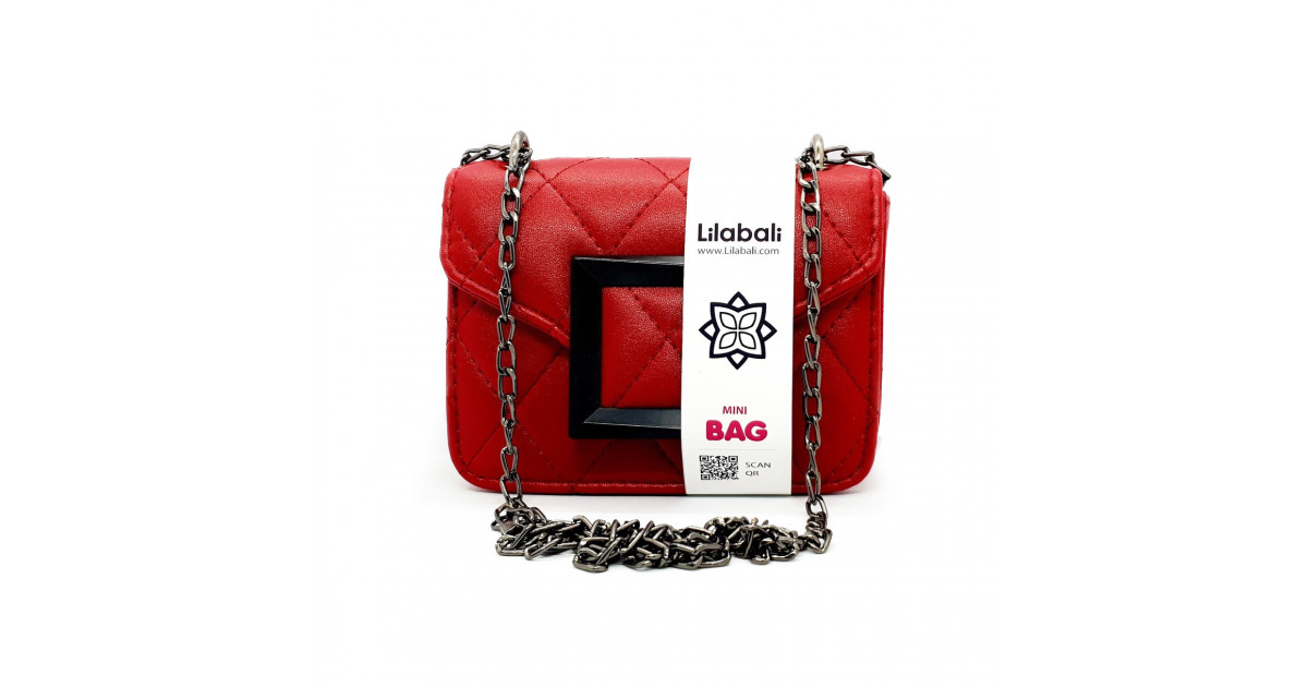 Thread PU Leather Flap Purses Small Square Shoulder Bag -Maroon