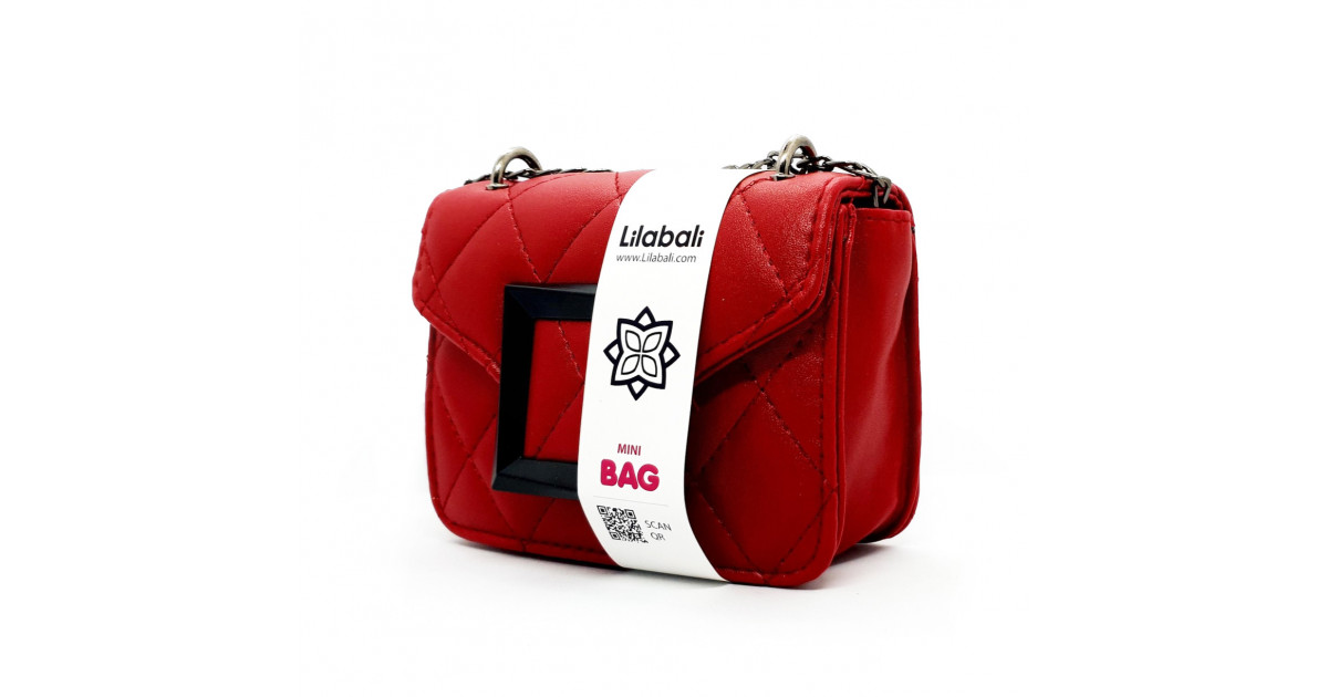 Thread PU Leather Flap Purses Small Square Shoulder Bag -Maroon