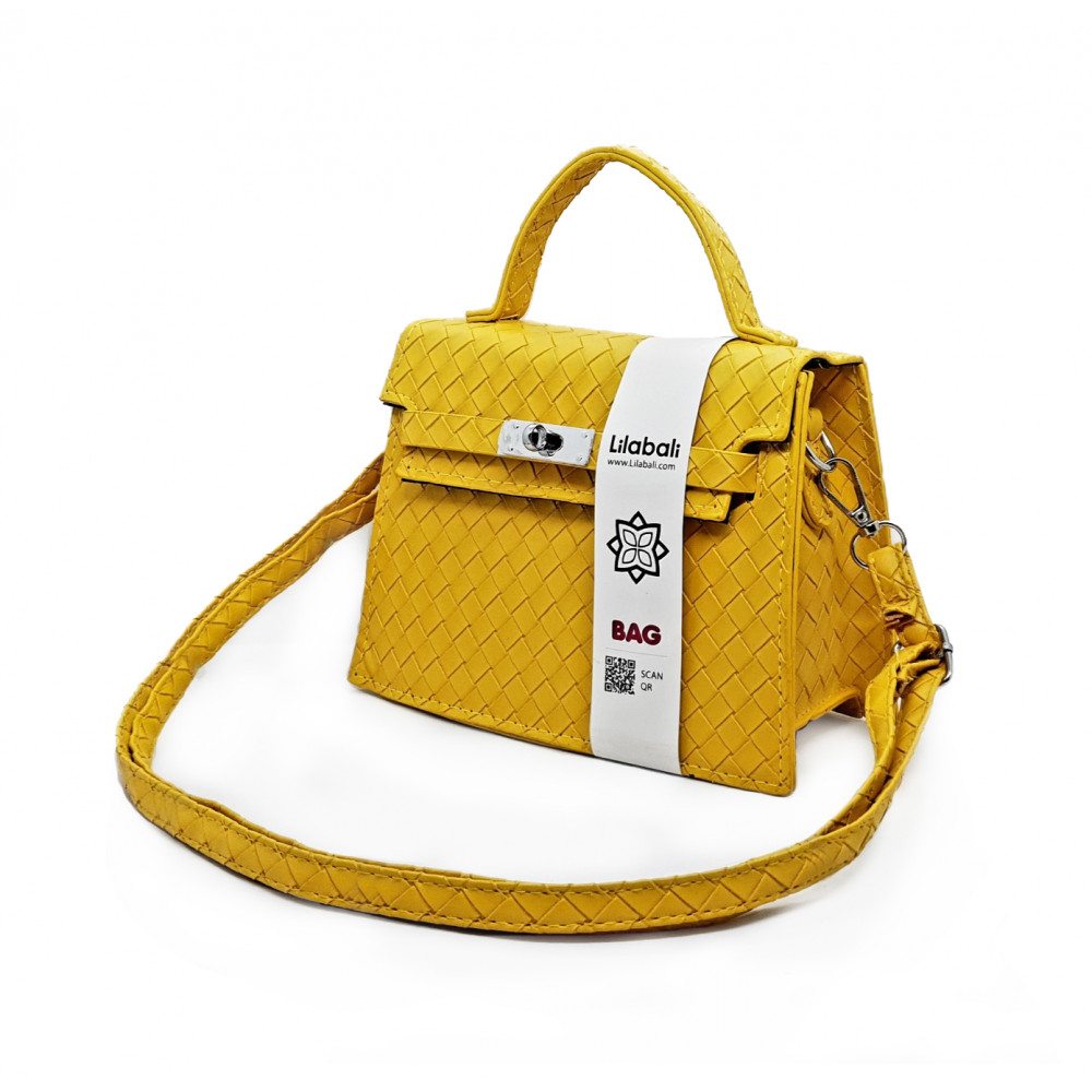 Yellow Pattern Casual Lock Handbag