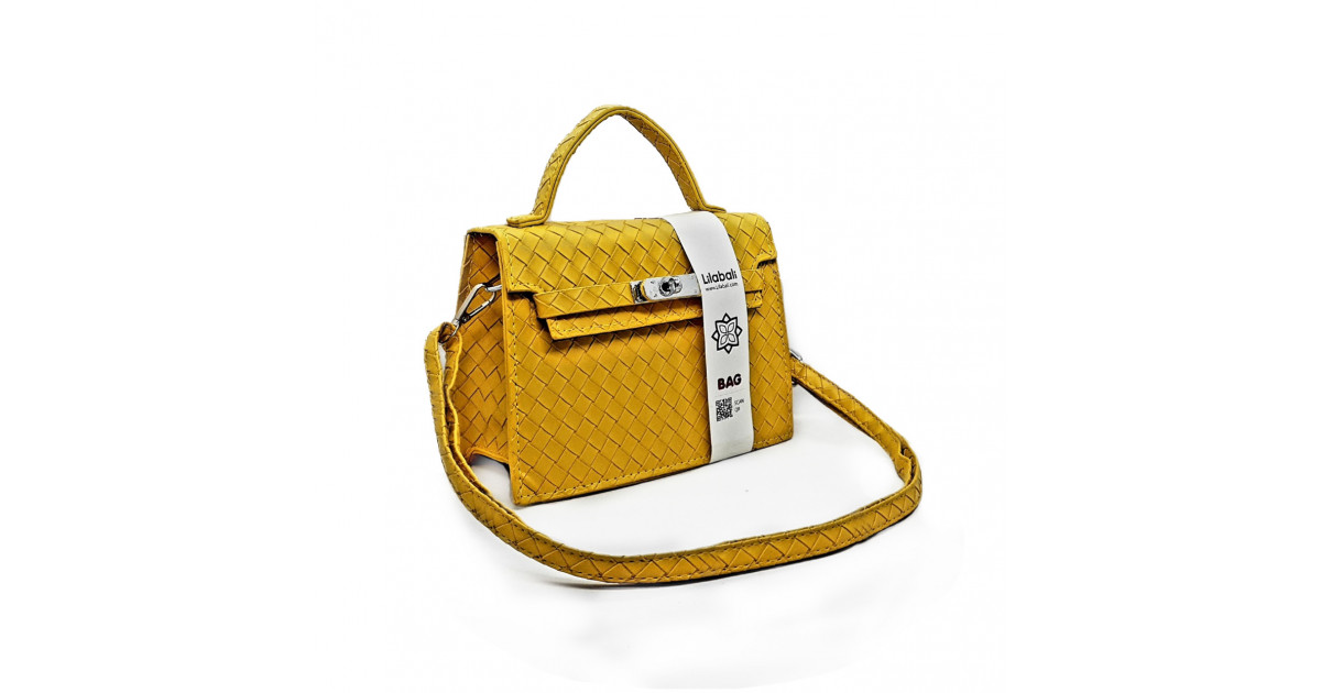 Yellow Pattern Casual Lock Handbag