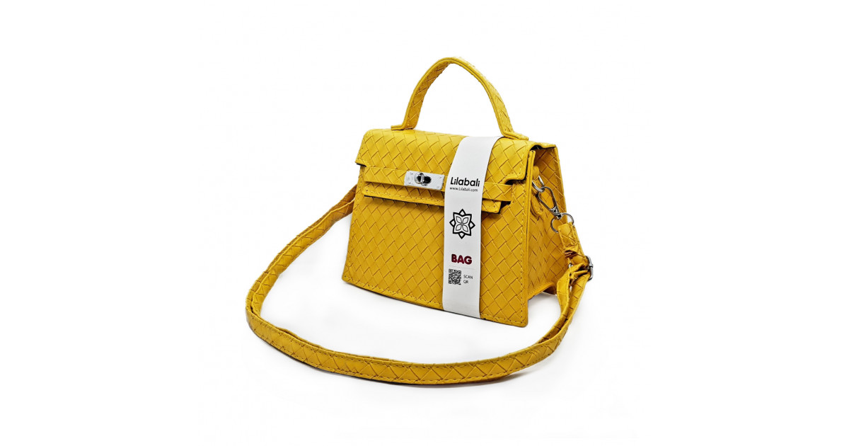 Yellow Pattern Casual Lock Handbag