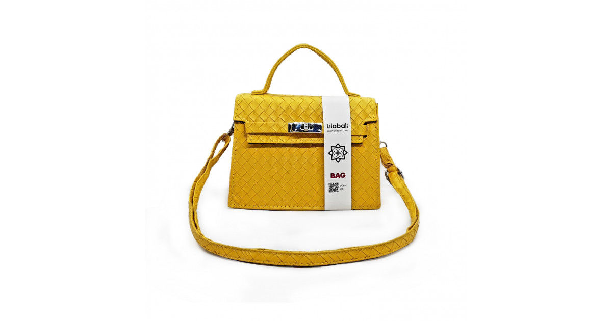Yellow Pattern Casual Lock Handbag
