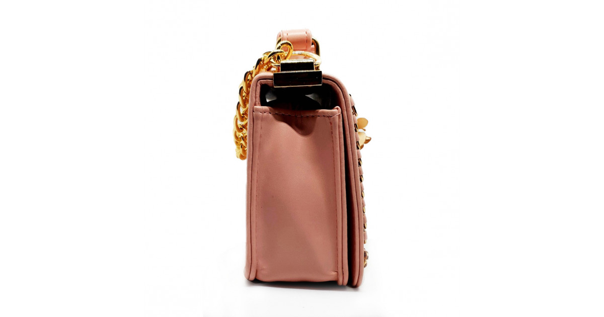 Retro Flower Alligator Pattern Flap Bag - Peach