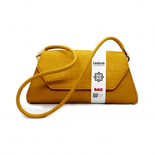 Mustard Vintage Handbag Alligator Pattern