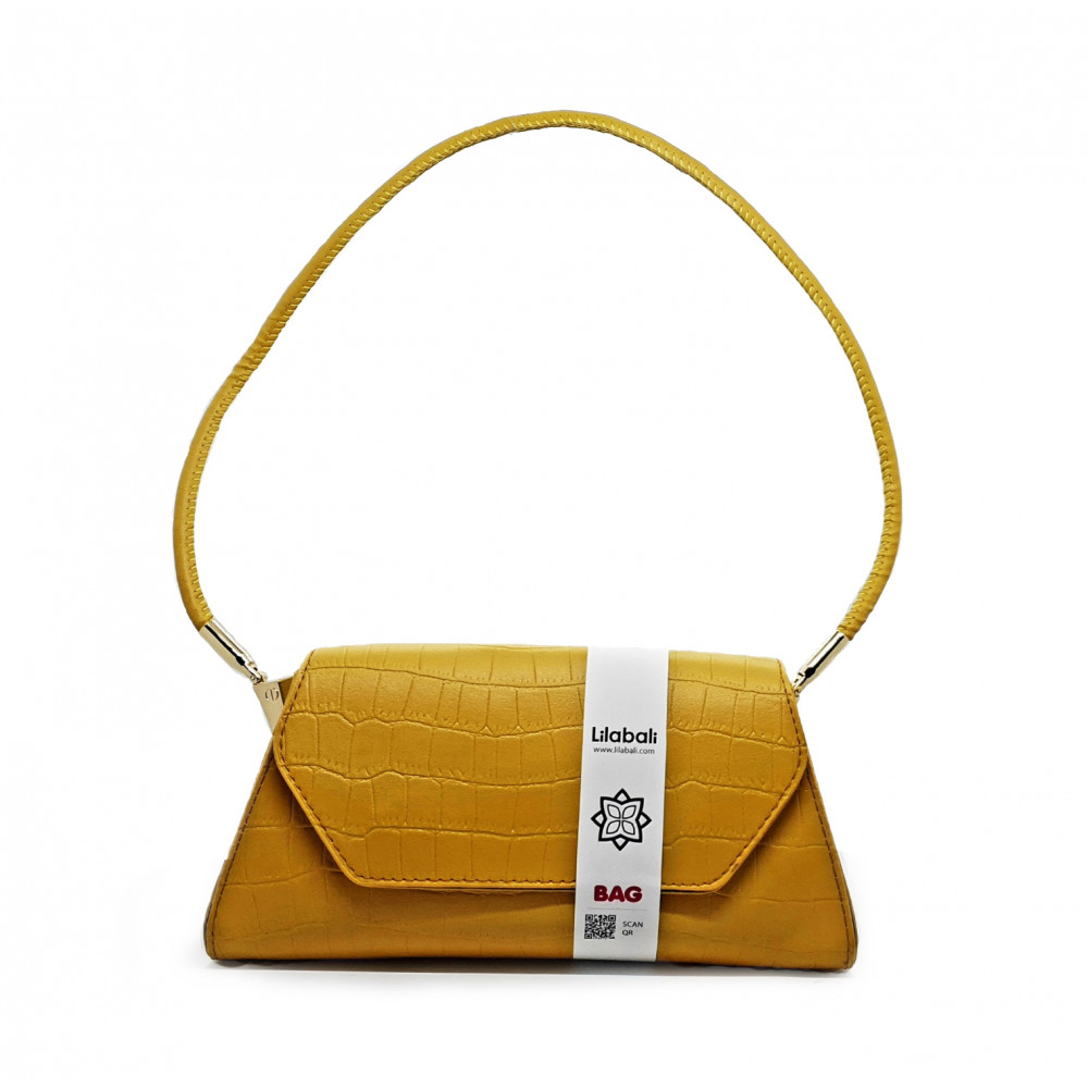 Mustard Vintage Handbag Alligator Pattern