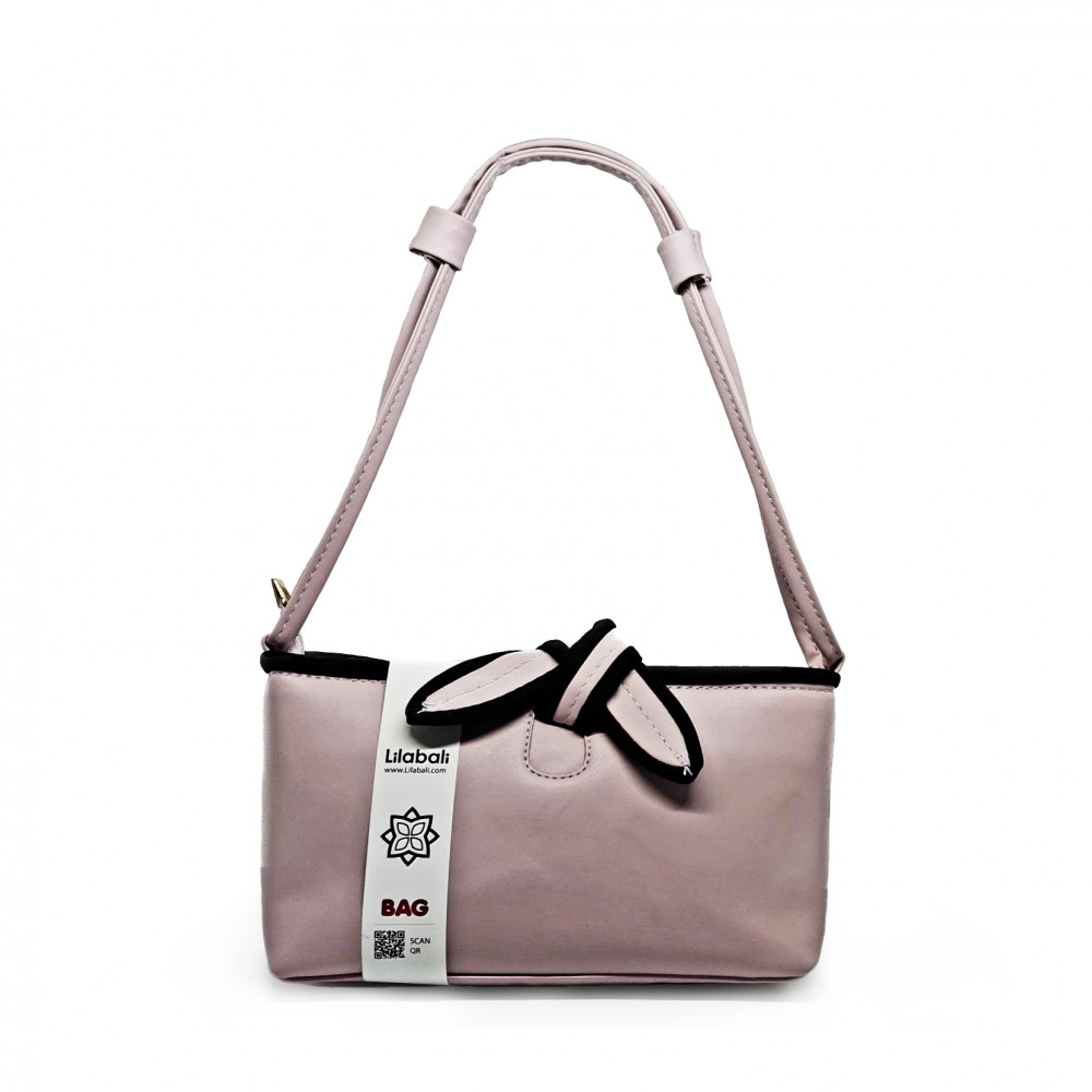 Purple Splicing Color Bow Design Shoulder Bag