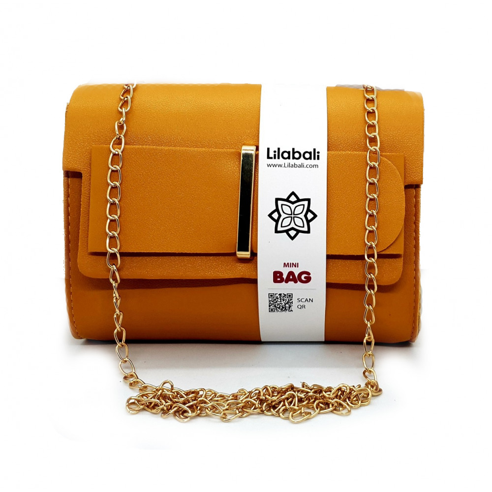 Mustard Flap Bow Ladies Crossbody Bag