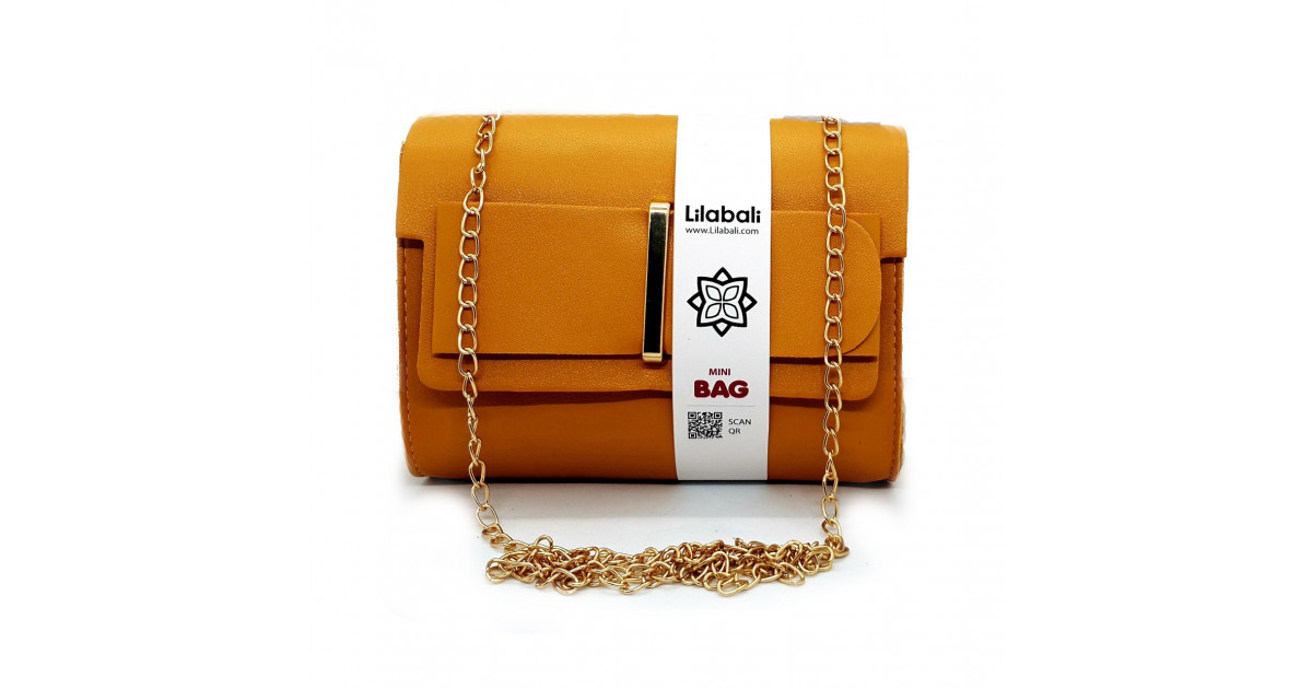 Mustard Flap Bow Ladies Crossbody Bag