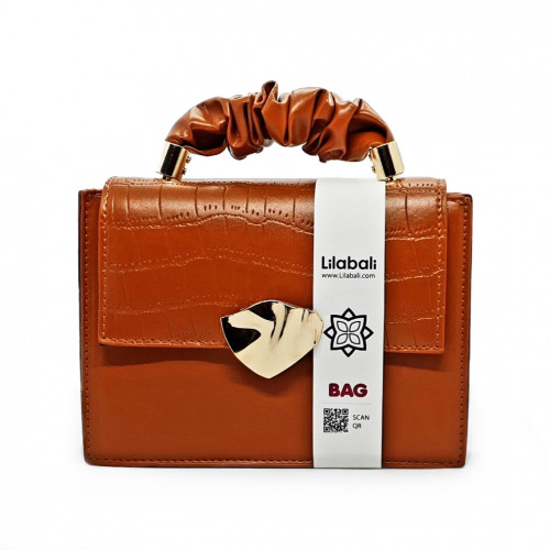 Chocolate Flap Handbag Crocodile Pattern