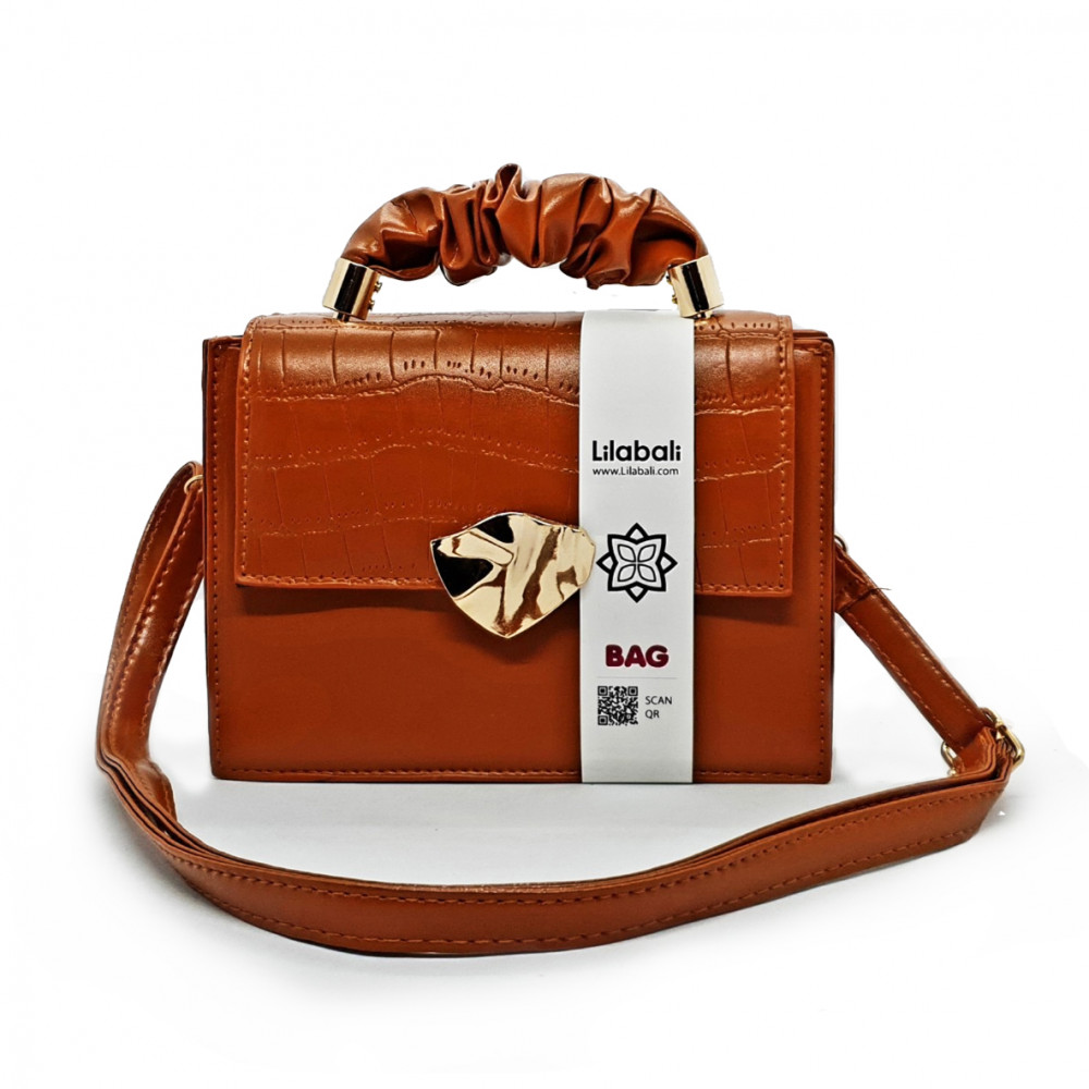 Chocolate Flap Handbag Crocodile Pattern