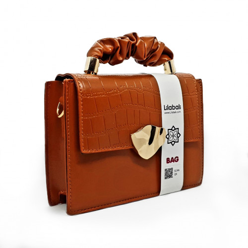 Chocolate Flap Handbag Crocodile Pattern