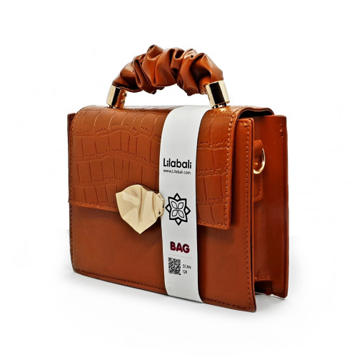 Chocolate Flap Handbag Crocodile Pattern