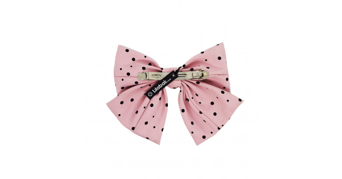 Pink Polka Dot Bow Hair Clip Large