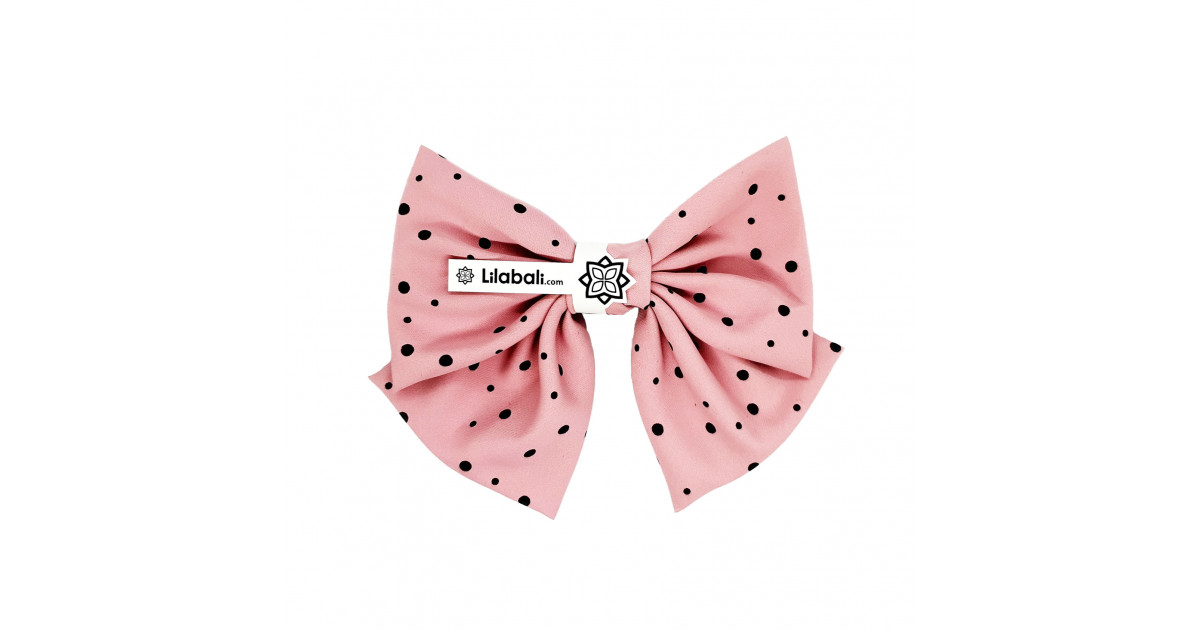 Pink Polka Dot Bow Hair Clip Large