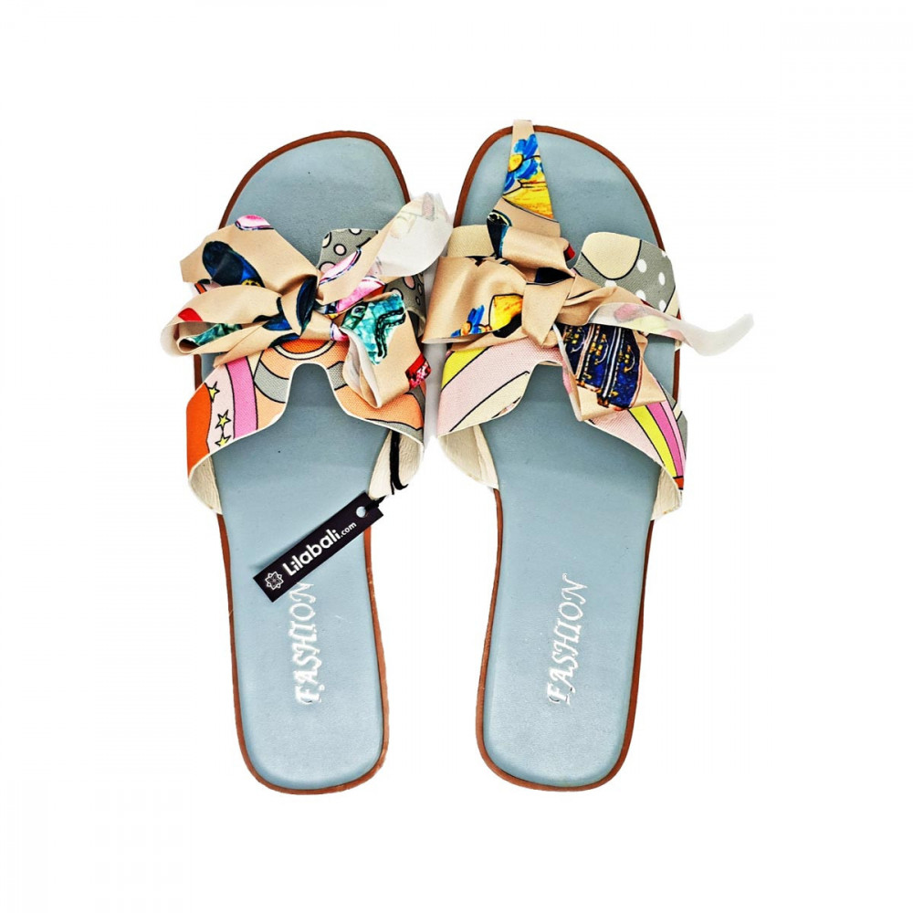 H- Shape Bow Design Ladies Ash Outdoor Beach Slipper Shoes - 39