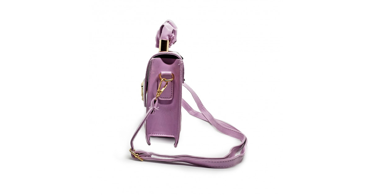 Purple Flap Handbag Crocodile Pattern