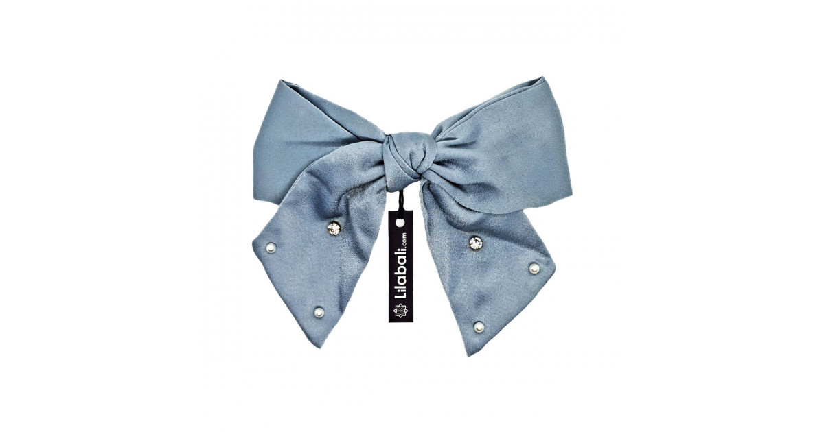 Ash Bow Hairclips With Pearl & Stone - Big