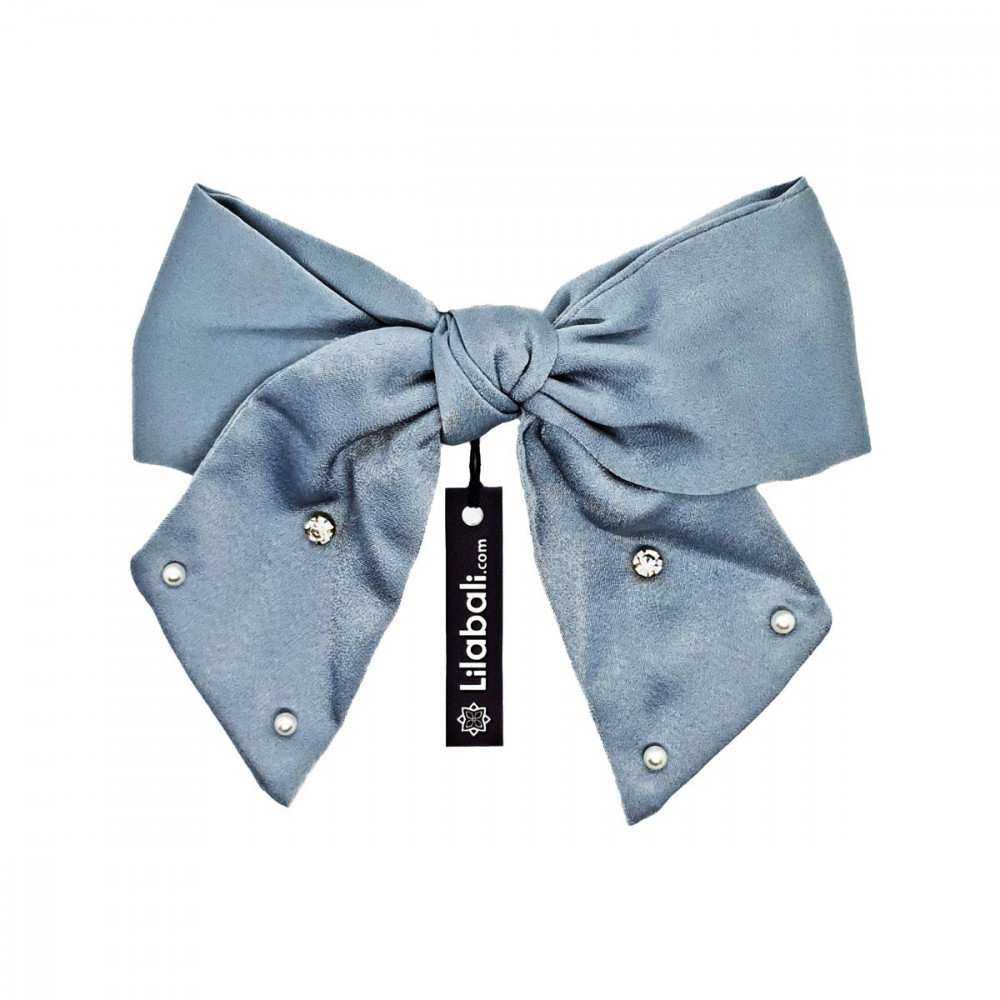 Ash Bow Hairclips With Pearl & Stone - Big