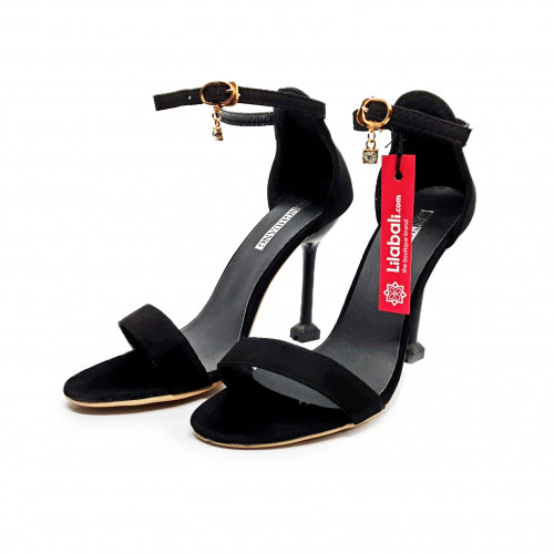 Ankle Strap Open Toe Light High Heels - Black