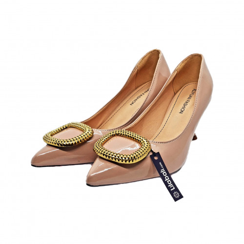 Rosy Brown Square Buckle Temperament Thin High Heel Pumps