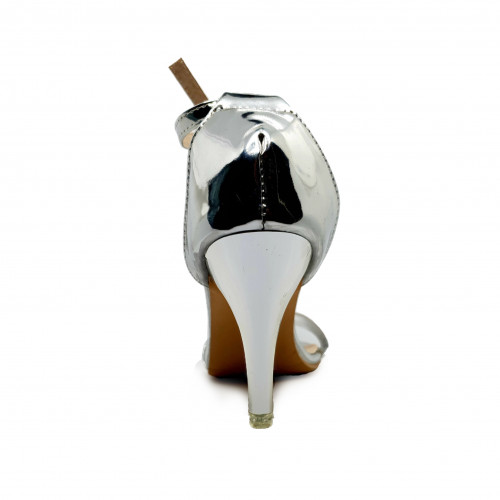 Ankle Strap Pumps Open Toe Silver High Heels