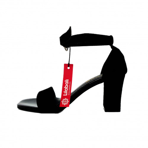 Black Ankle-Wrap Square Heel Sandals Shoes