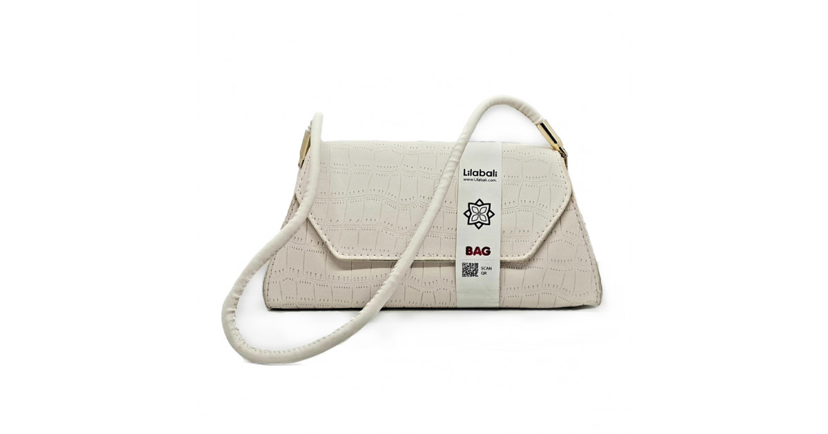 White Vintage Handbag Alligator Pattern