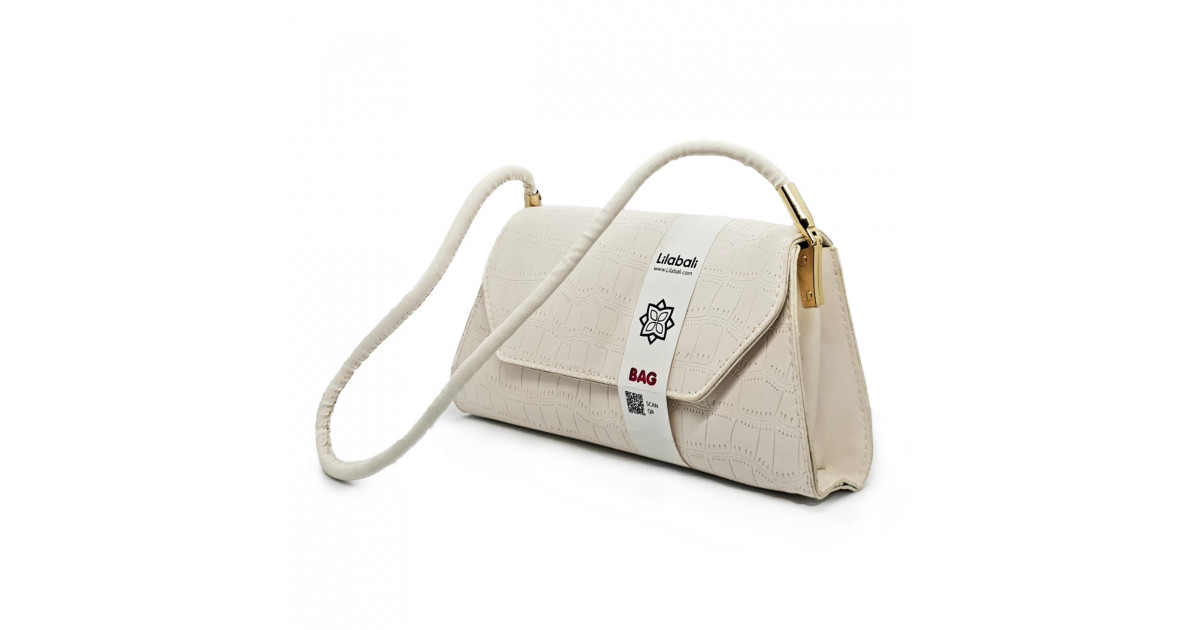 White Vintage Handbag Alligator Pattern