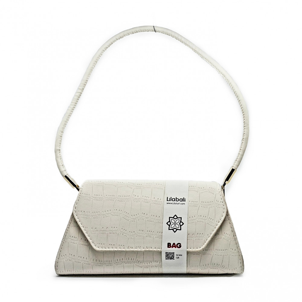 White Vintage Handbag Alligator Pattern