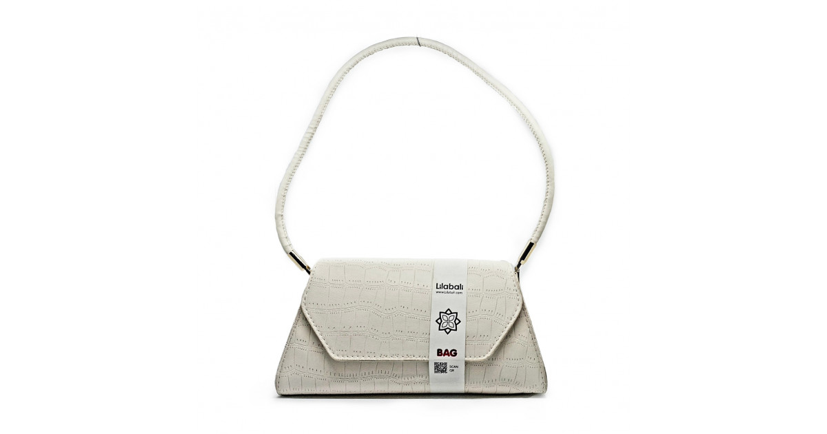 White Vintage Handbag Alligator Pattern