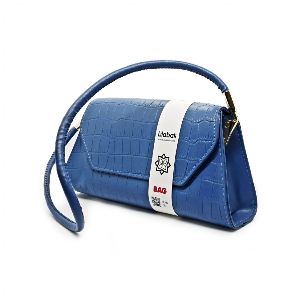 Steel Blue Handbag Alligator Pattern