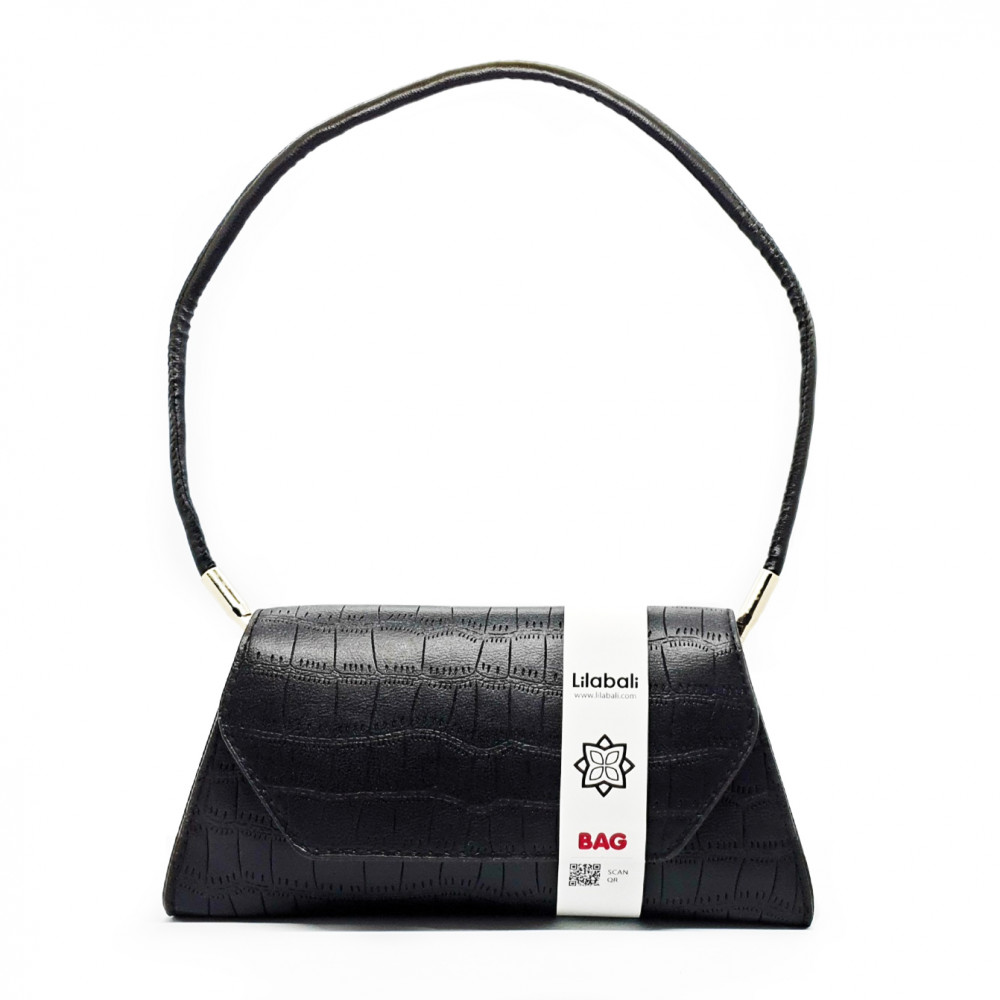 Black Vintage Handbag Alligator Pattern