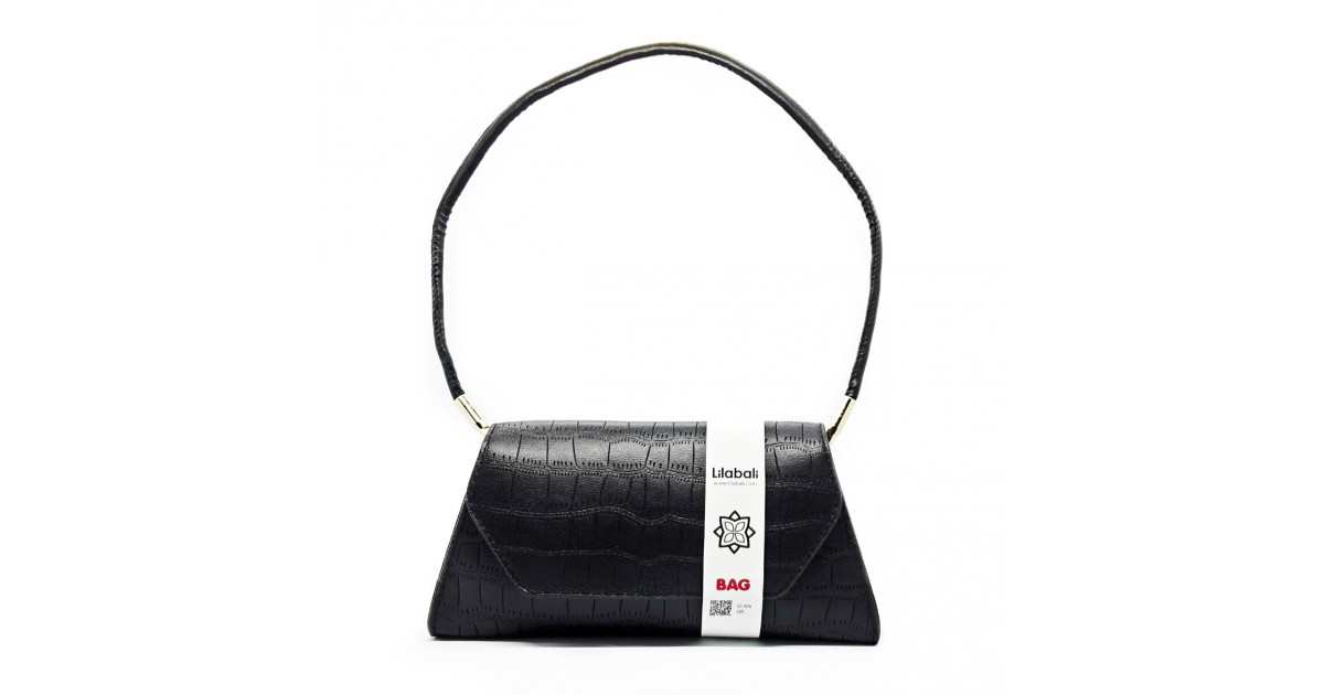 Black Vintage Handbag Alligator Pattern