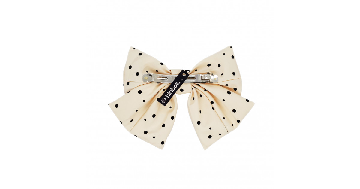 White Polka Dot Bow Hair Clip Large