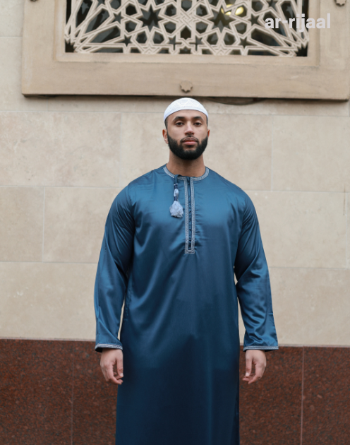 Ocean Blue Omani Thobe With Tassle