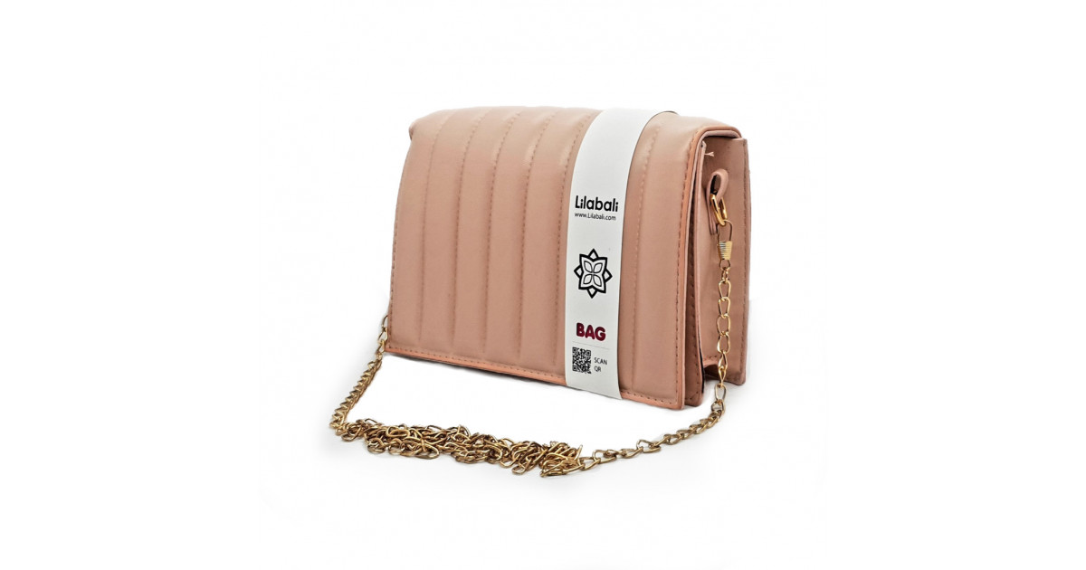 Stripe Pattern Shoulder Crossbody Bag - Peach