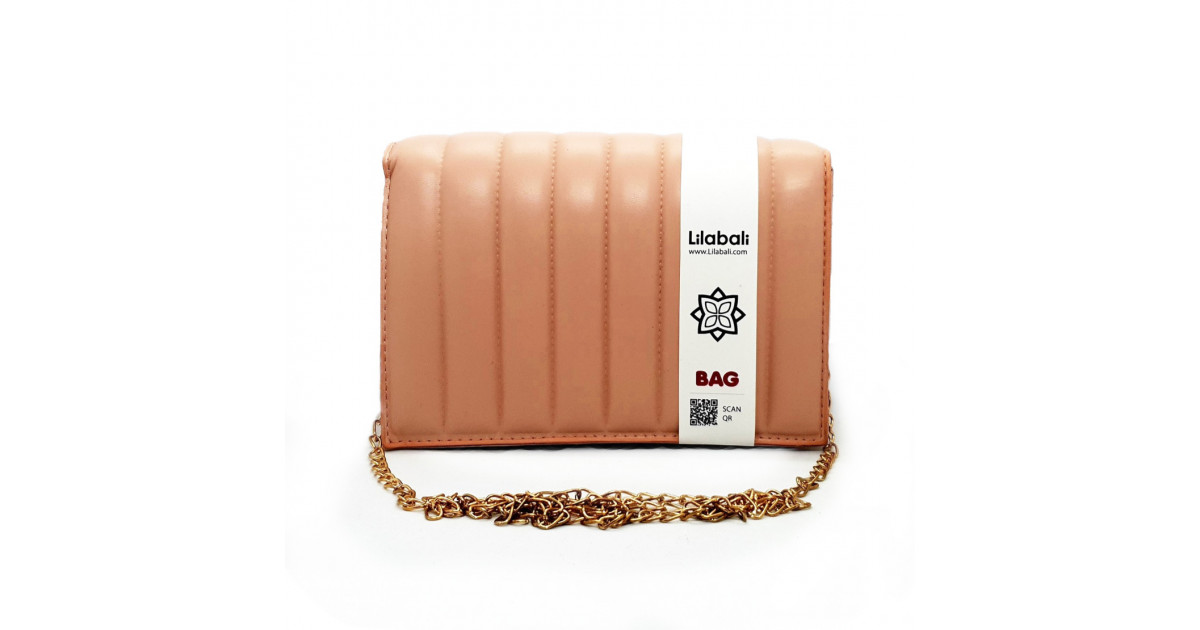 Stripe Pattern Shoulder Crossbody Bag - Peach