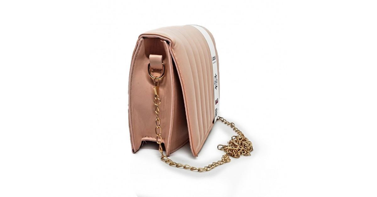 Stripe Pattern Shoulder Crossbody Bag - Peach