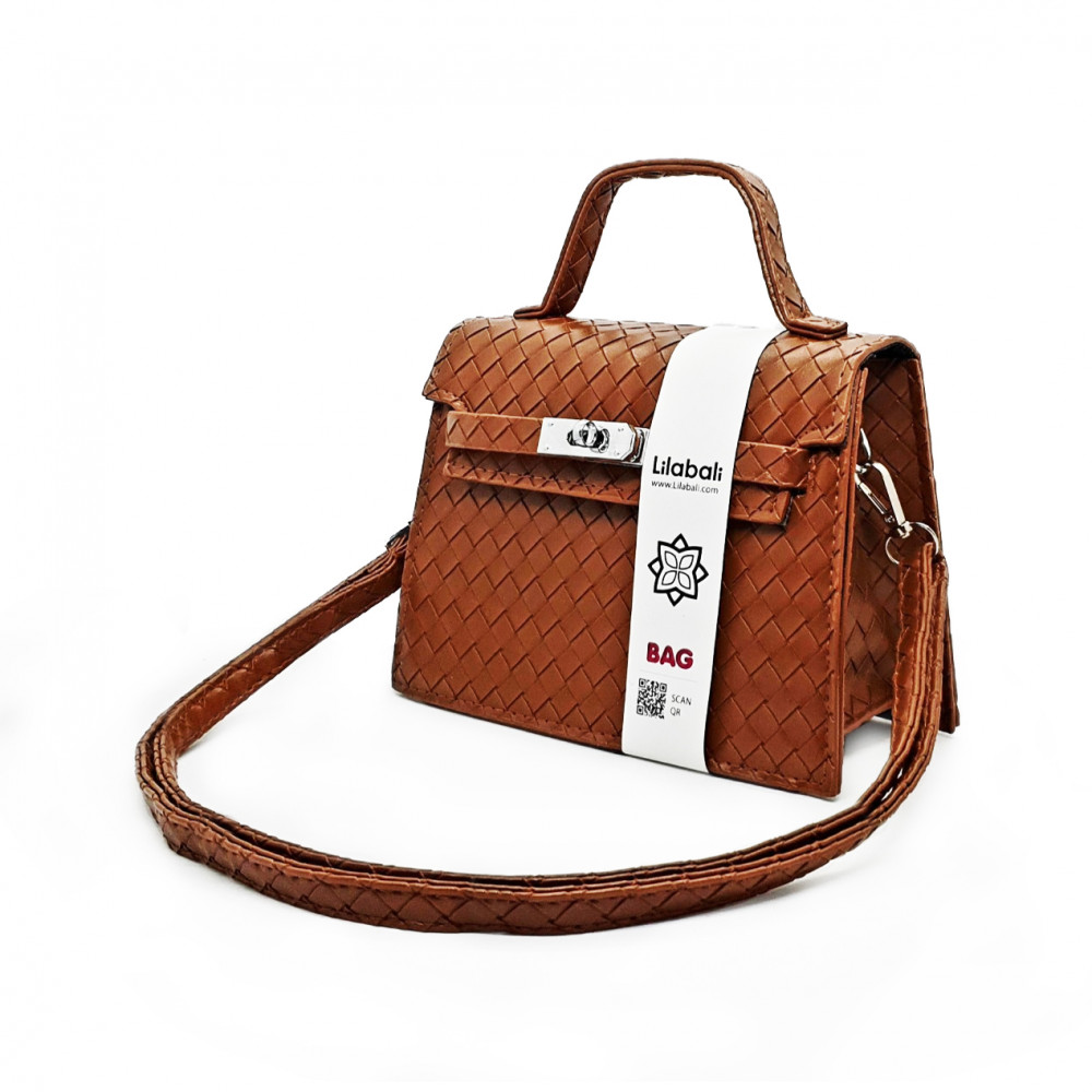 Brown Pattern Casual Lock Handbag