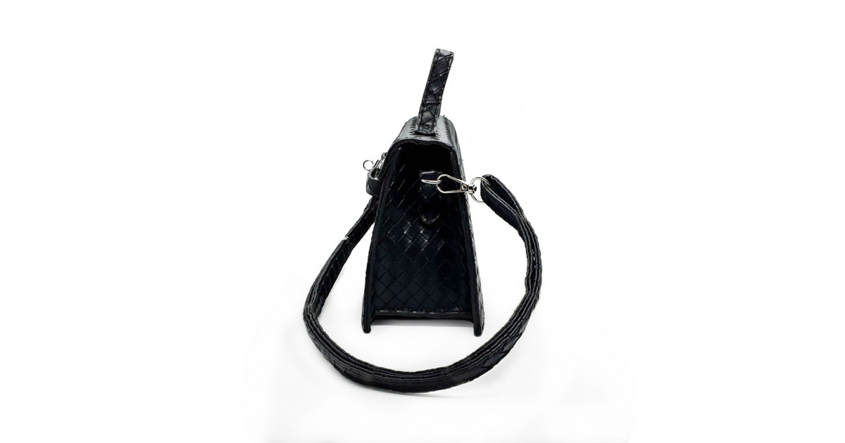 Black Pattern Casual Lock Handbag