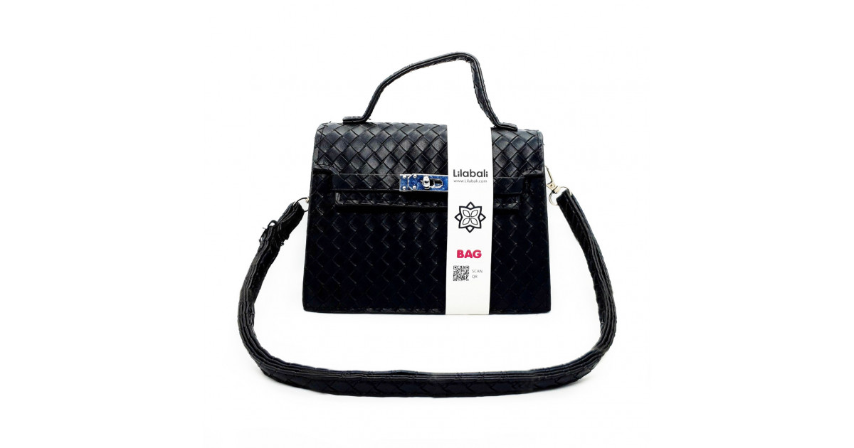 Black Pattern Casual Lock Handbag