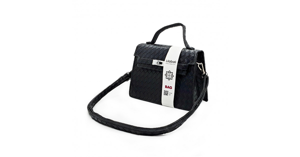Black Pattern Casual Lock Handbag